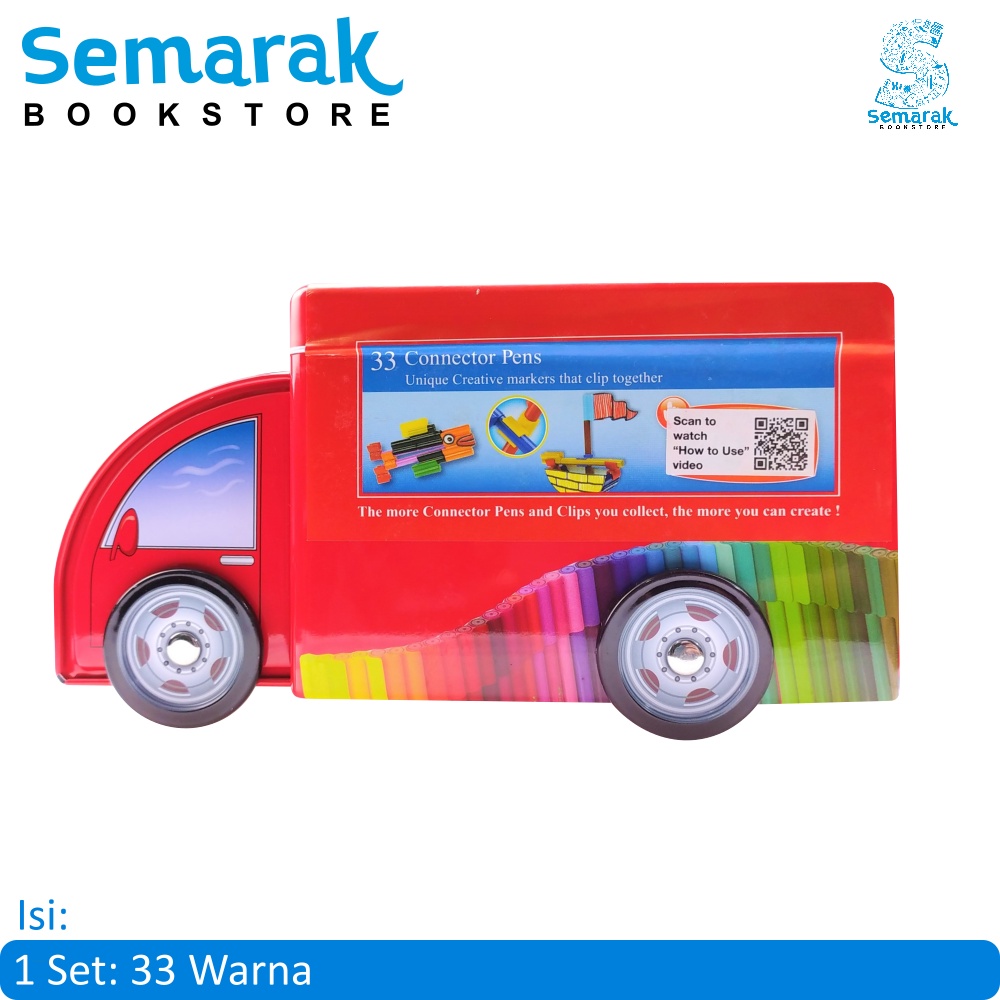 

Faber Castell Connector Pen Spidol Warna Kreatif set Truck Tin - 33 Warna