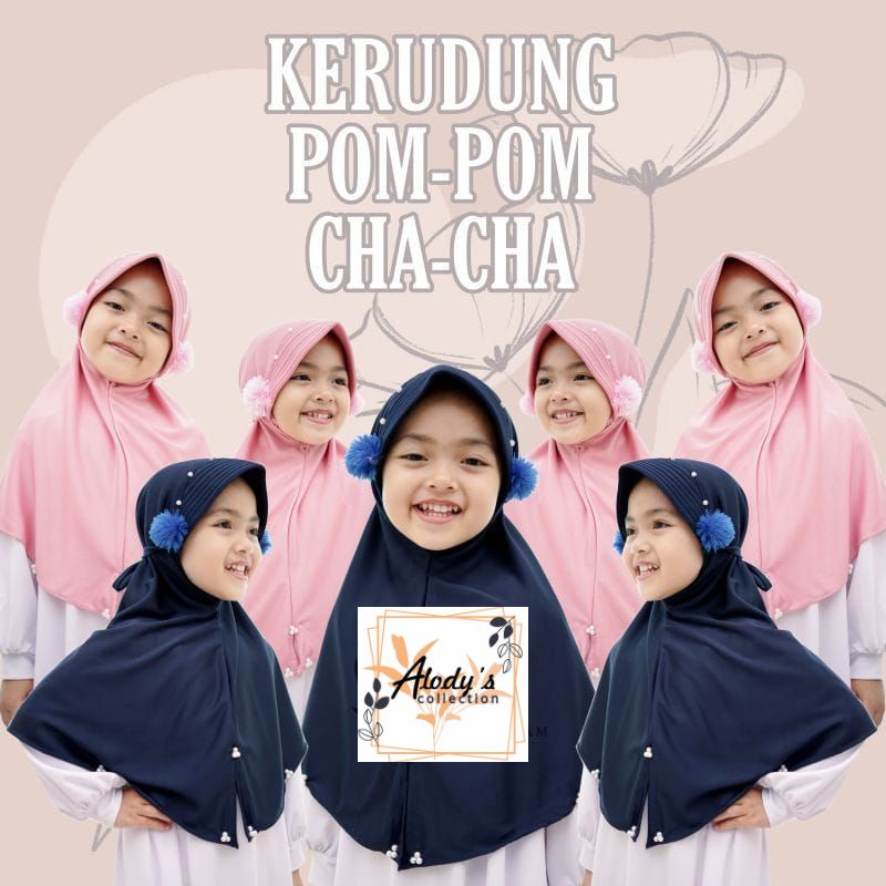 Jilbab Anak Maryam Pompom Usia 3-6 Tahun Bahan Jersey Terbaru Termurah / Alody's Collection