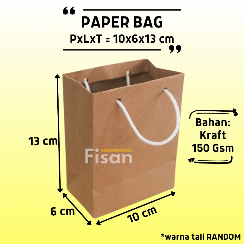 

Paper Bag Paperbag Tas Kertas Samson Kraft Coklat Souvenir Sovenir Suvenir Goodie Bag 10x6x13 cm