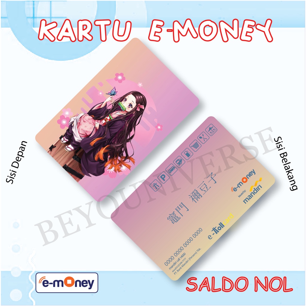 Kartu e-toll EMoney Mandiri Flazz BCA Design Nezuko Kamado Demon Slayer Anime Kimestu no Yabai