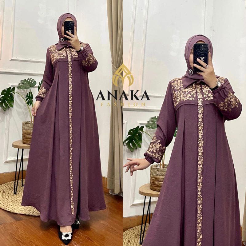 Fashion Muslim Gamis RENATA  INARA  HAVAYA crinkle bordir cringkle airflow dress maxy kekinian terlaris