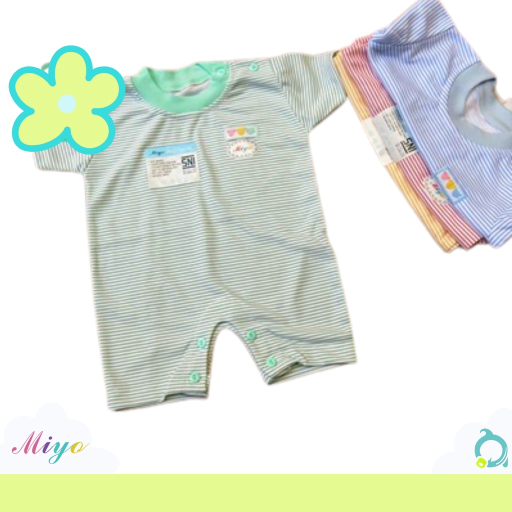 MIYO PAKET Isi 4 ( Salur / Polkadot / Merah ) Jumper / Baju kodok buka kaki / tutup kaki / Sleepsuit