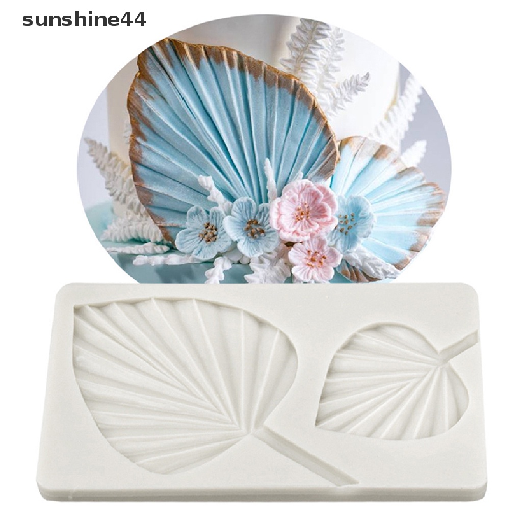 Sunshine New Fan Palm Leaf Silicone Mold DIY Dekorasi Pinggiran Kue Cetakan Silikon Coklat.