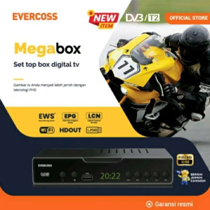Evercoss Set Top Box Pro TV Digital receiver Full HD Non Adapter