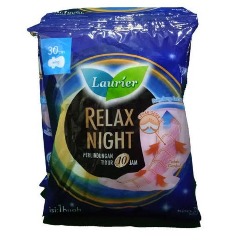 LAURIER RELAX NIGHT 1 RENTENG ISI 6 SACHET PEMBALUT WANITA MENSTRUASI ANTI BOCOR KAO LAURIER