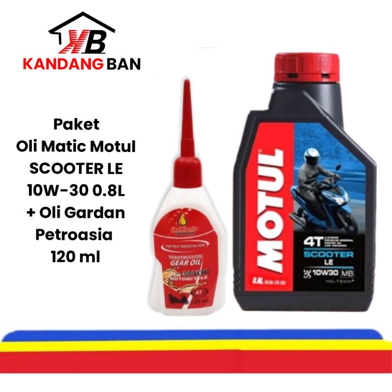 PAKET OLI MOTUL SCOOTER LE MATIC 10W-30 0.8L +OLI GARDAN PETROASIA 120 ML