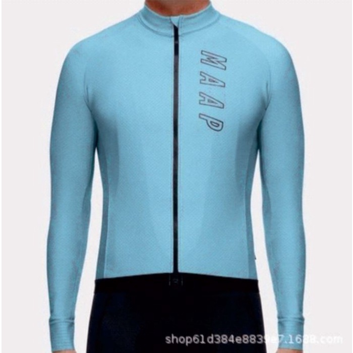 ⭐BISA COD⭐ Baju Jersey Cycling Sepeda Lengan Panjang Import MAAP Premium 2376 - Biru Muda, M