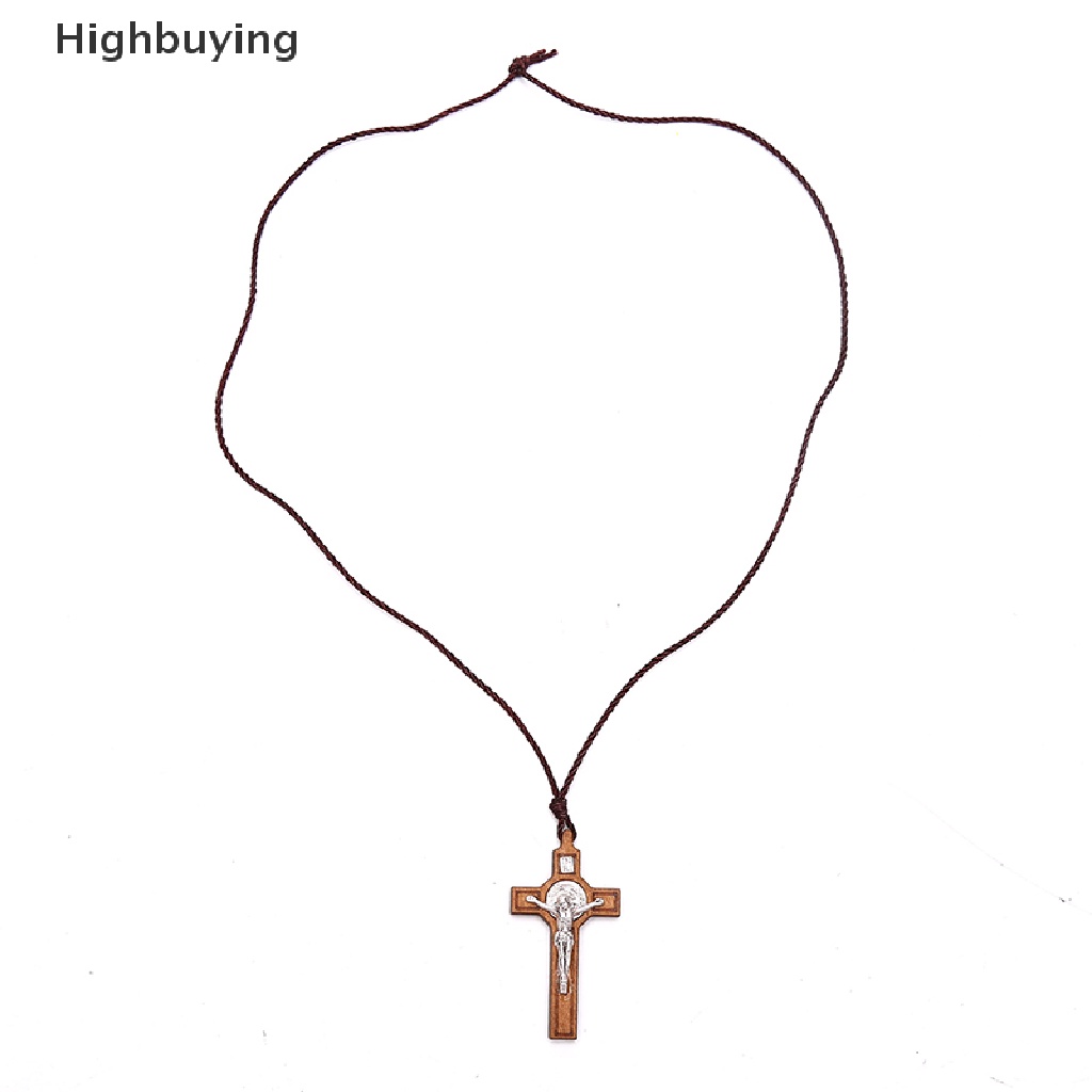 Hbid Retro Kalung Salib Yesus Kayu Logam Liontin Perhiasan Pesona Kalung Hadiah Glory