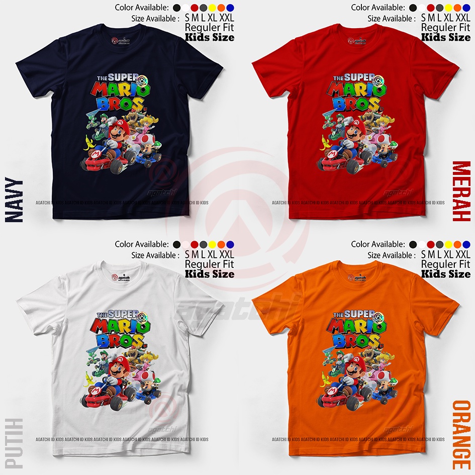 Baju Kaos Atasan Anak Laki - Laki Motif The Super Mario Bross