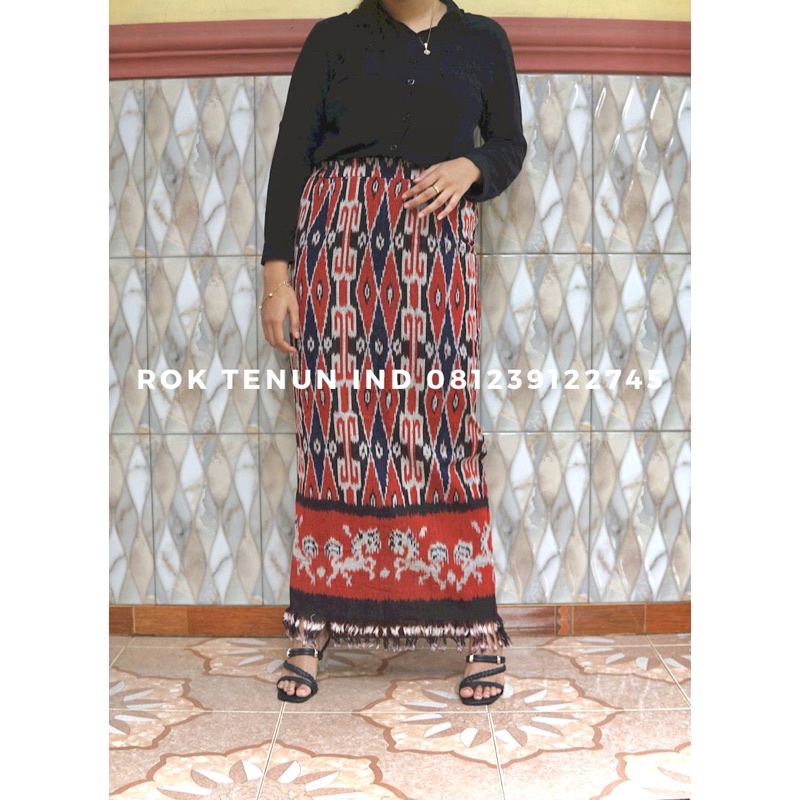 Rok Tenun Premium Grade A Kain Tebal - Rok Tenun Pinggang Karet- Rok Pesta Wanita Casual - Rok Tenun