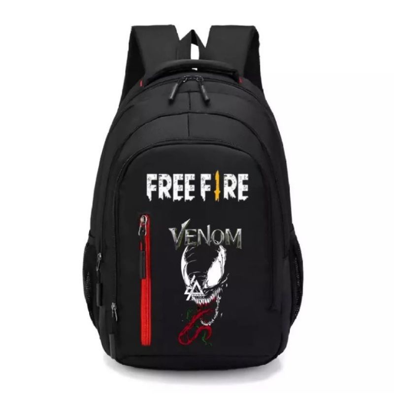 Tas Ransel Anak Freefire Venom gratis Topi/ jam/Botol kaca Ransel anak sekolah Karakter