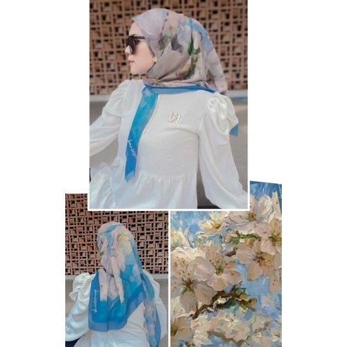 Hijab Segi Empat motif Bunga/Deenay Voal motif / Segi Empat Motif