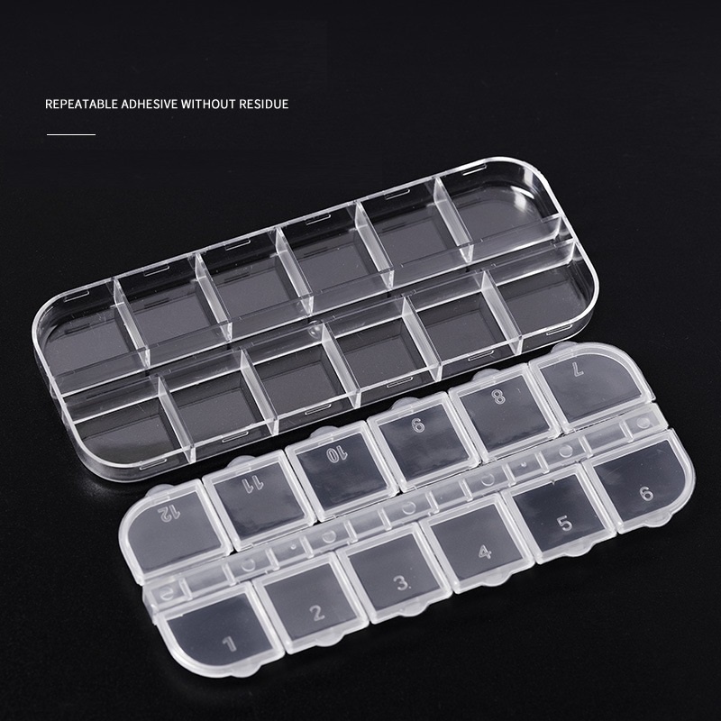 KMN 12 Slot Kotak Box Kuku Palsu Aksesoris Kuku Storage Organizer Multifungsi Kotak Obat Pedicure Manicure