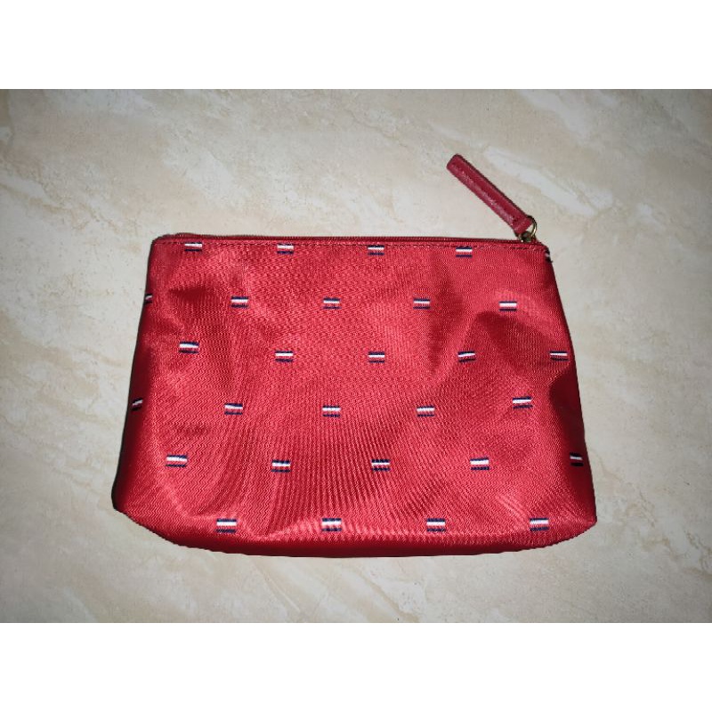 TAS KOSMETIK - TOMMY HILFIGER RED TRAVEL CLUTCH COSMETIC MAKEUP POUCH BAG
