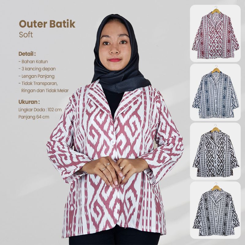 Outer Batik Soft Model Jas Lengan Panjang - Naira Batik