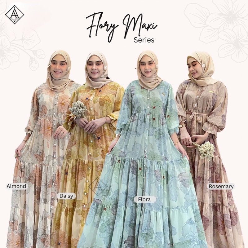 AACO Flory Maxi Dress/ Gamis wanita/ Dress Wanita Premium