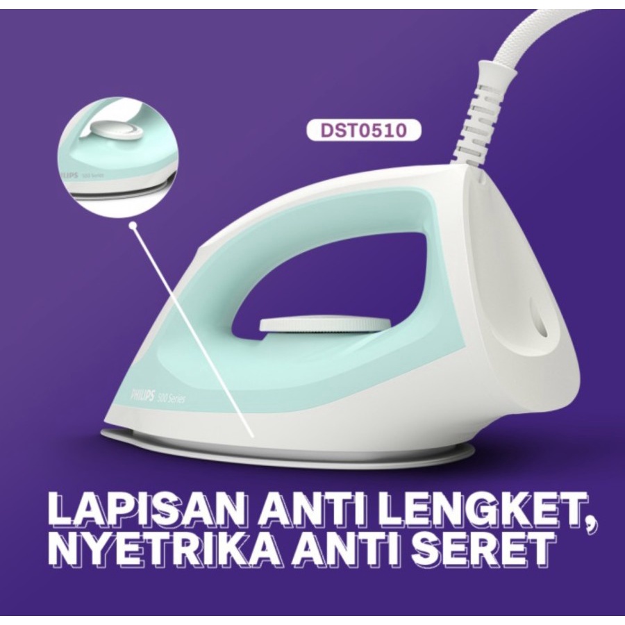 PHILIPS Setrika Anti Lengket DST0510 - Setrika Listrik