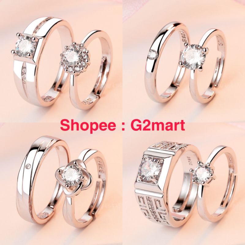 Cincin Couple Anti Karat / Cincin Pasangan 925 Sterling Silver / Couple Ring Adjustable Size