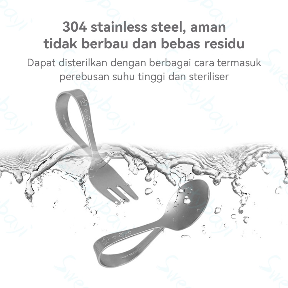 SweetyBayi Sendok garpu alat makan anak bayi Japanese training spoon and fork stainless