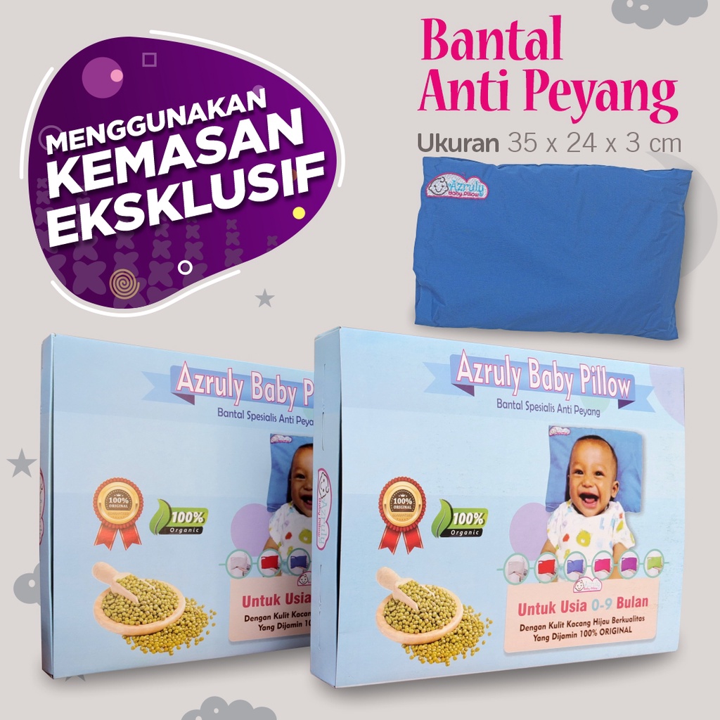 Azruly Baby Pillow + Blackboard Sticker - Bantal Kesehatan Bayi Anti Peyang OPSIMOM | 2 PCS