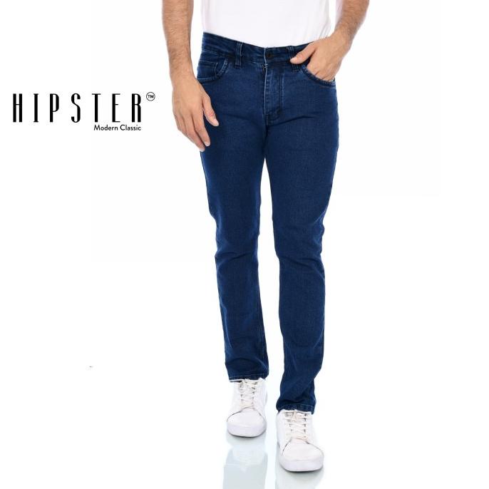 Hipster Celana Panjang Jeans Pria Warna Blue Black / Biru Kehitaman