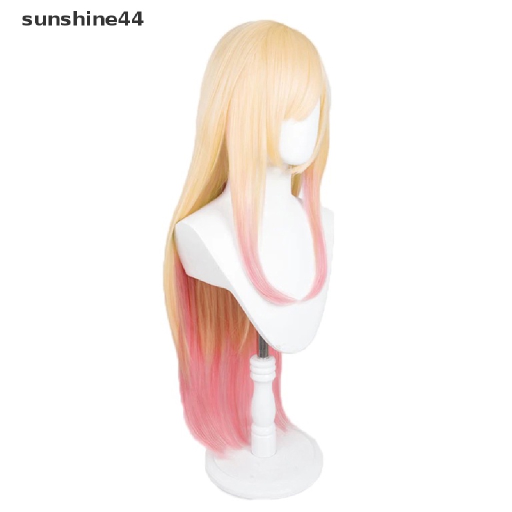 Sunshine 80cm Long Marin Kitagawa Wig Gaunku Sayang Cosplay Wig Kuning Pink Celup Gradien Wig Cosplay Anime Tahan Panas Wig Sintetis.