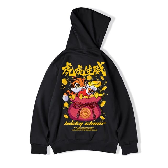 Sweater Hoodie LUCKY CHEER Jumper Pria Wanita Bahan Fleece Tebal Ukuran S M L XL XXL XXXL
