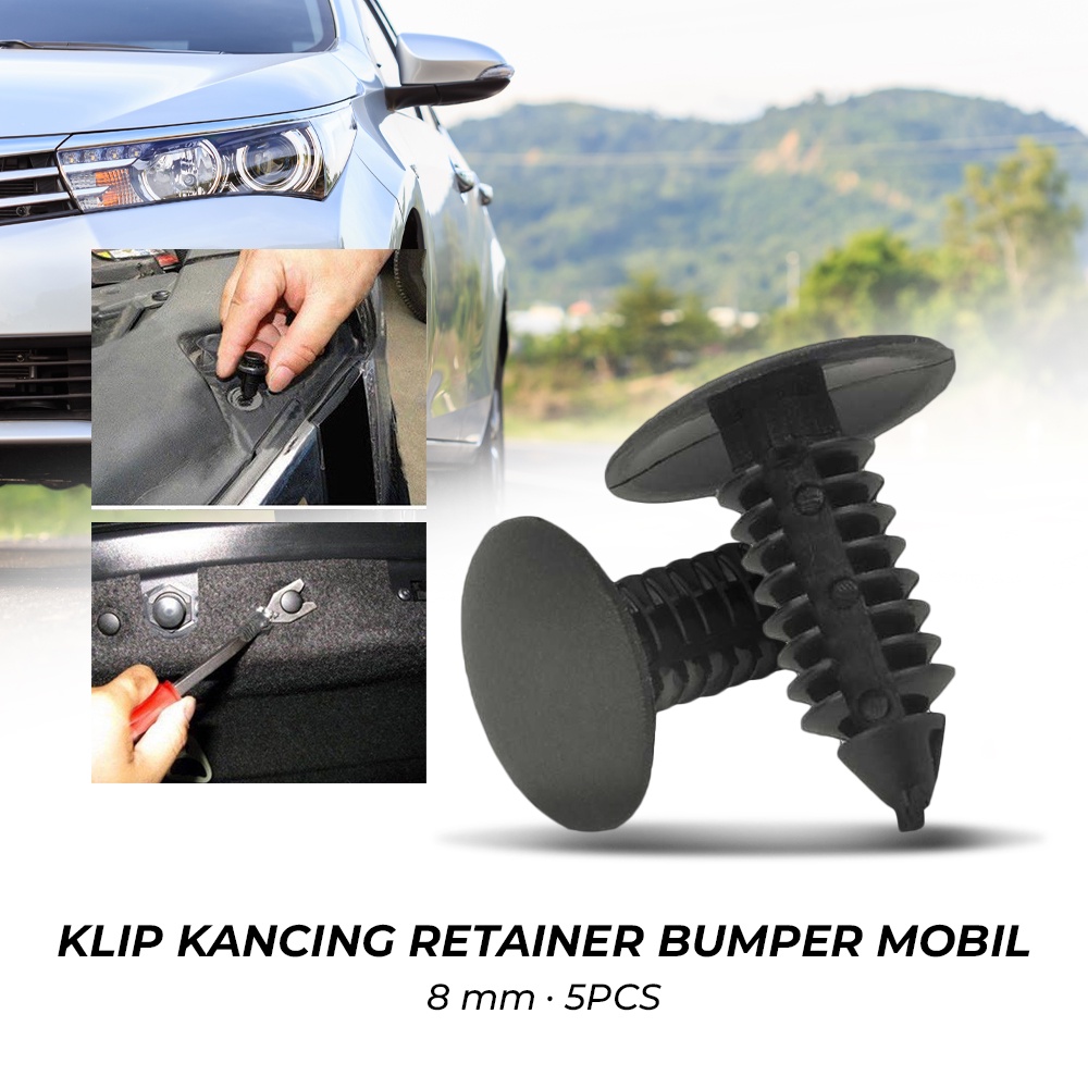 Klip Kancing Retainer Bumper Mobil 8 mm - 5PCS - OMRSBNBK Black