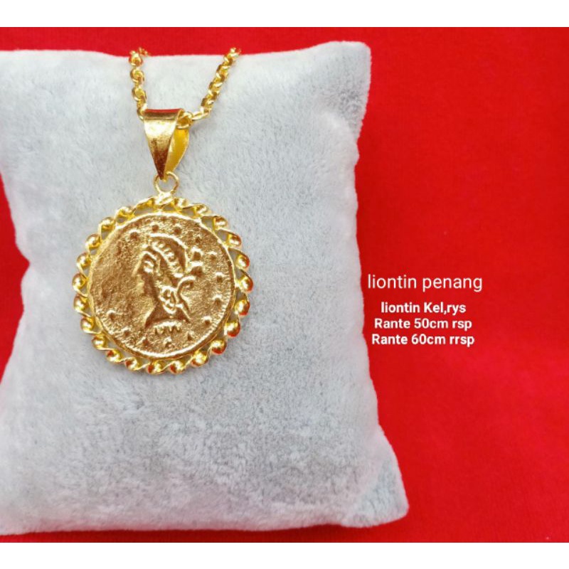 Kalung koin rupiah replika emas Penang 24k, liontin diameter kurang lebih 2cm -4cm (kurang lebih)persis seperti aslinya