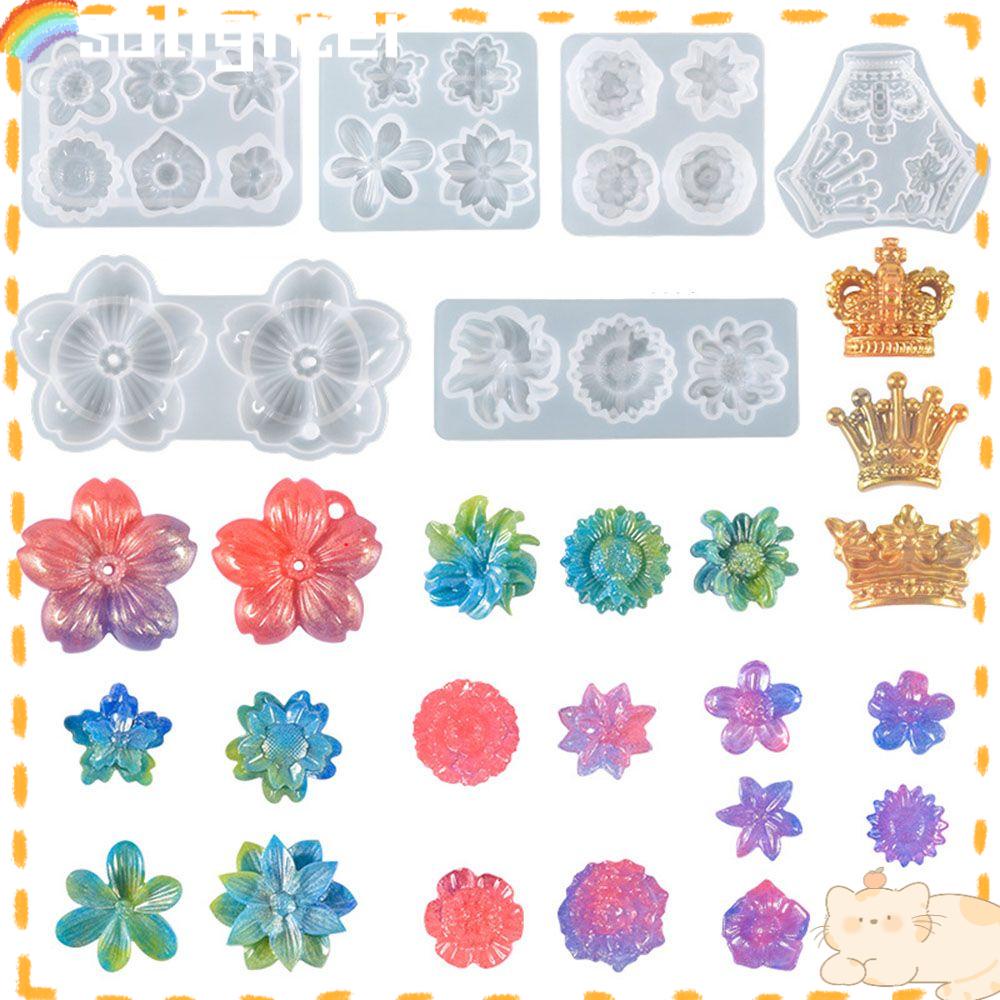 Solighter 3D Mahkota Handmade Kristal DIY Kerajinan Membuat Perhiasan Alat Cetakan Silikon Bunga Patch
