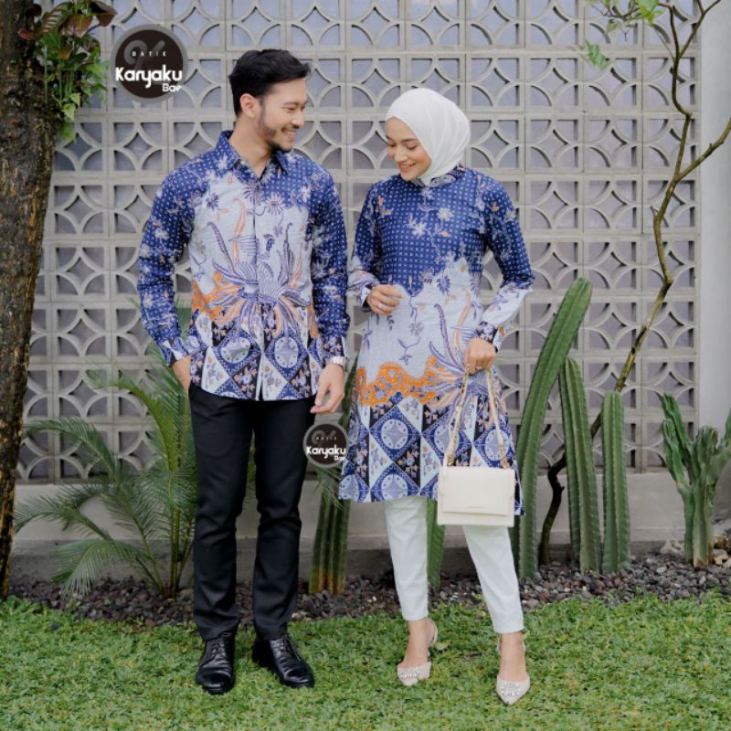 Tunik Batik Couple Modern Set Pakaian Couple Batik M L XL XXL JUMBO Atasan Batik Tunik Laksha