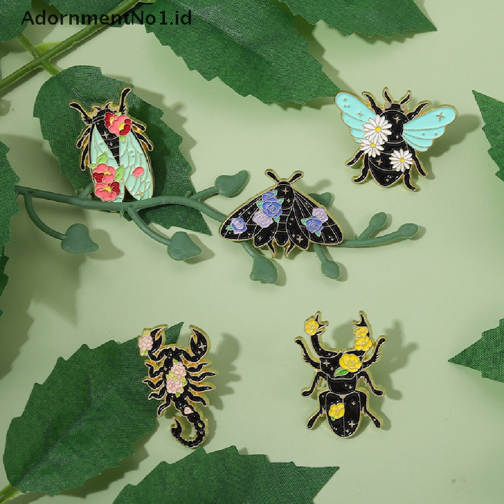 [AdornmentNo1] 1 Pcs Bunga Serangga Enamel Pin Nature Ngengat Cicada Scorpion Bros Kerah Ransel Lencana Lucu Perhiasan Hadiah Untuk Teman Anak [ID]