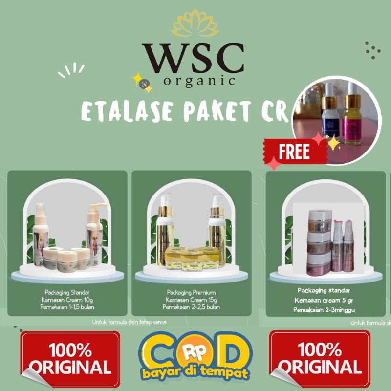 PAKET CR WSC ORGANIC / WSC PREMIUM ORIGINAL MEMBER RESMI / UNTUK KULIT SUSAH PUTIH/ CREAM FLEK JERAW