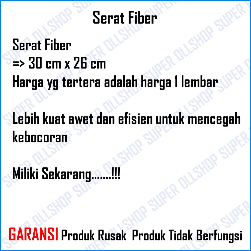 Serat Fiber / Serat Aquaproof / Serat Fiber Anti Bocor / Serat Fiber / Serabut Waterproofing Rofing Nodrop 1 Lembar