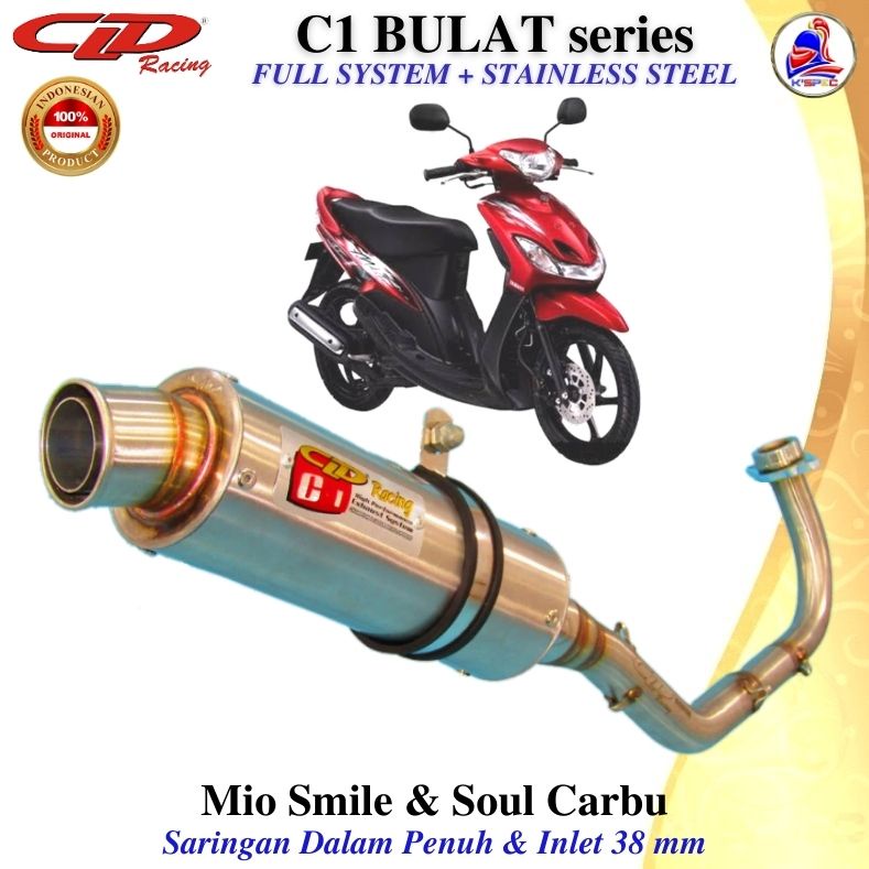 Knalpot CLD Racing type C1 BULAT seri MIO SMILE & MIO SOUL CARBU Fullsystem