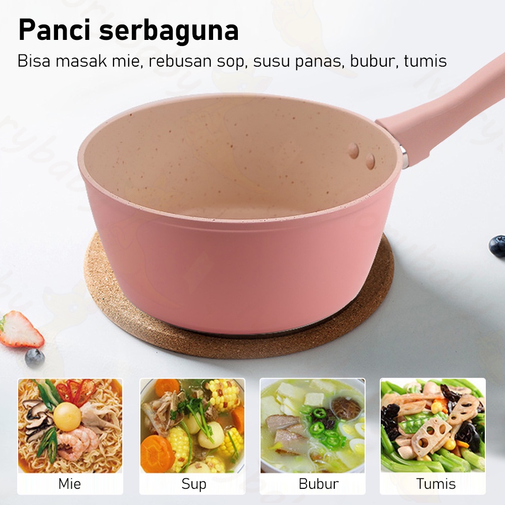 Ivorybaby Wajan anti lengket Panci teflon mini Alat penggorengan Panci susu Panci steamer 12/14/16cm