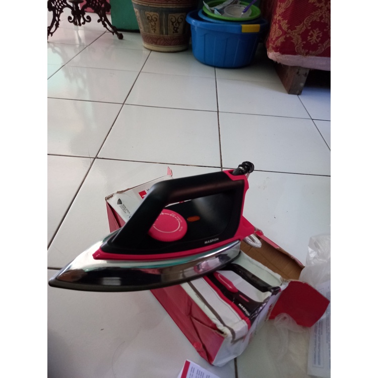 PAKET MASPION AUTOMATIC IRON SETRIKA HA-390 FREE STOP KONTAK 4 LUBANG PANJANG KBL 5M ORI