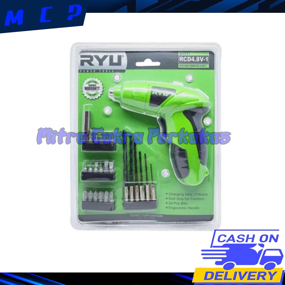 RYU Cordless Drill 4.8 V-1 Mesin Bor Obeng Baterai Buka Pasang Baut Charge Cash Listrik RCD 4.8V-1 Cordless Screwdriver PALING LARIS