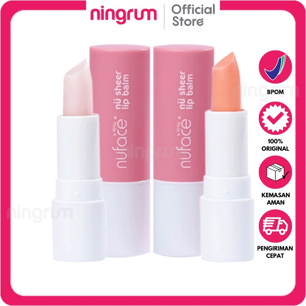 Ningrum - NUFACE Nu Sheer Lip Balm 3.5g | Pink Berry - Peach Gum | Treatment Bibir Pelembab Bibir Anti Kering Tahan Lama Original BPOM - 8515