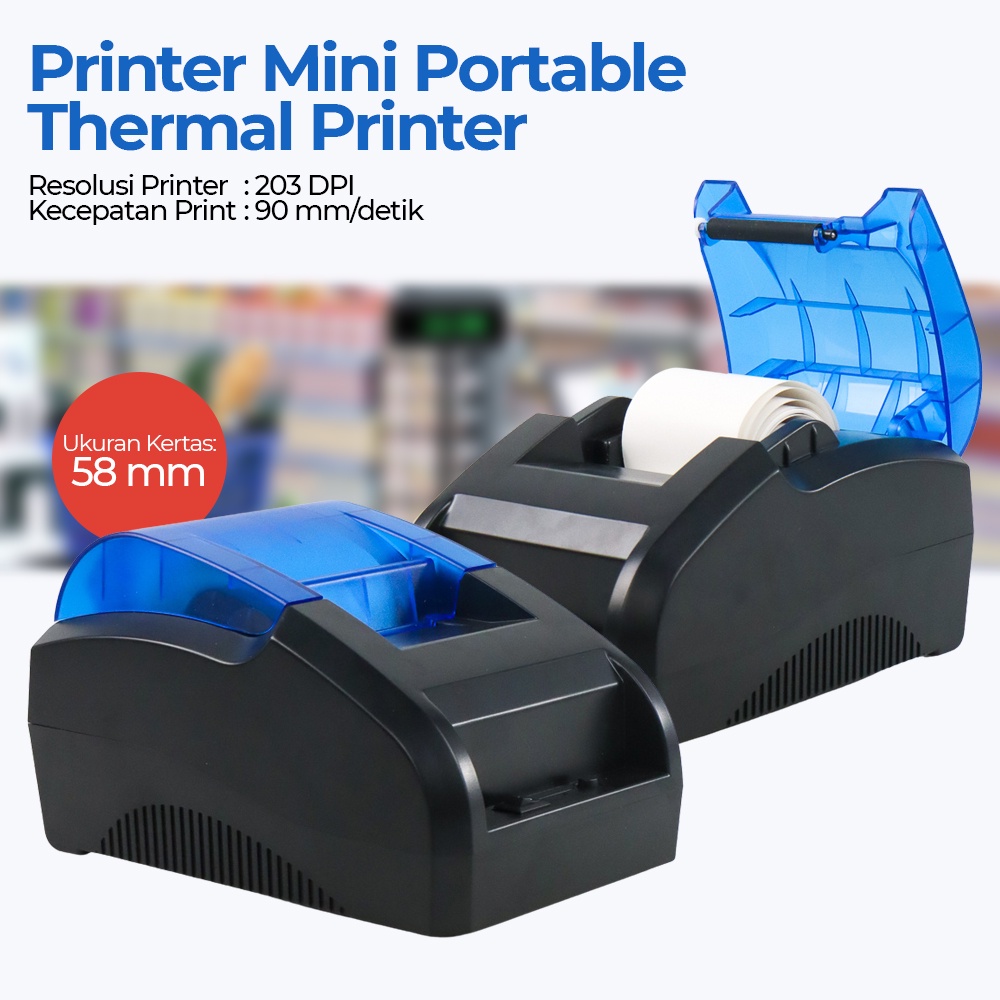 Printer Mini Portable Thermal Printer POS USB Interface 58mm - POS58D - Black