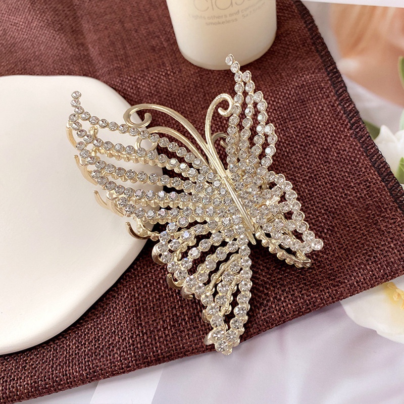 Pearl Hair Claw Clip Untuk Wanita Pearl Bow Jepit Rambut Aksesoris Rambut Logam Geometris Berongga Pincer Barrette Kristal Klip Besar