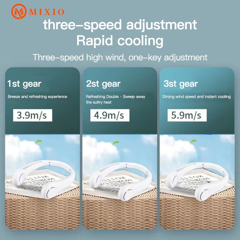 Kipas Angin Leher MIXIO M68 Smart Lazy Neck Fan/Kipas Angin Leher Portable USB Charger