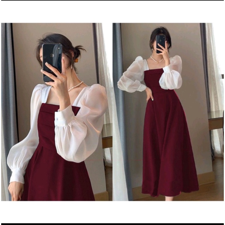 Dress Deina Dress model smock dress gaun pesta hijab friendly all size S-L Dress dweina Dress kimnar
