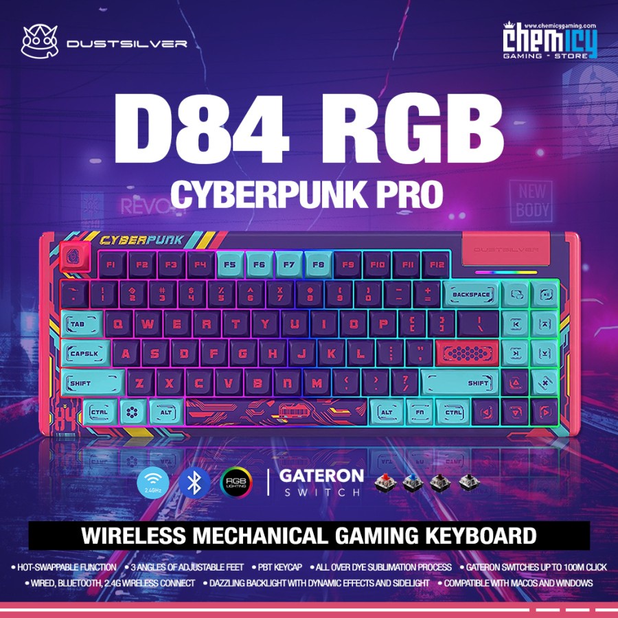 Dustsilver Cyberpunk Pro RGB TKL Hotswap Wireless Gaming Keyboard