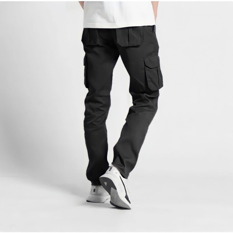 Celana Cargo Panjang Pria polos Thrasher 28-38 Army Loreng UFC HRD Mma Pantai Gym lari fitnes, celana cargo pants black.mocca cream.army.abu celana cargo polos