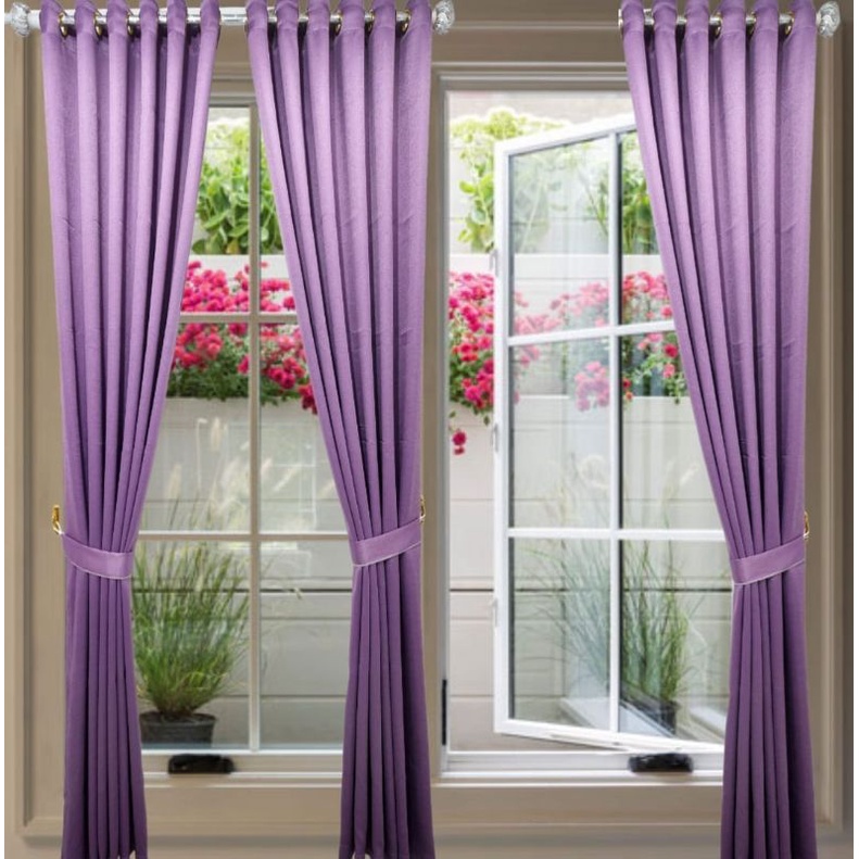 Tirai langsir Gorden blackout import polos super tebal warna ungu doff dan ungu glossy