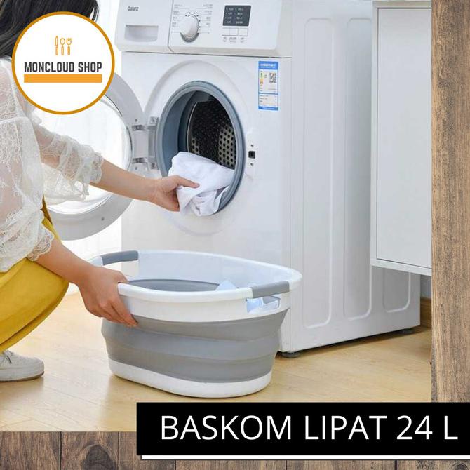 Baskom Lipat Jumbo Ember Lipat Portable Silikon Silicone Laundry 24 L