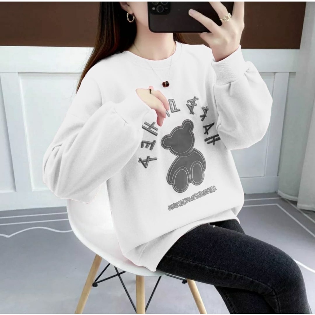 3 UKURAN L XL XXL SWEATER AURORA FASHION PAKAIAN WANITA ATASAN  BAHAN BABYTERRY FEHM