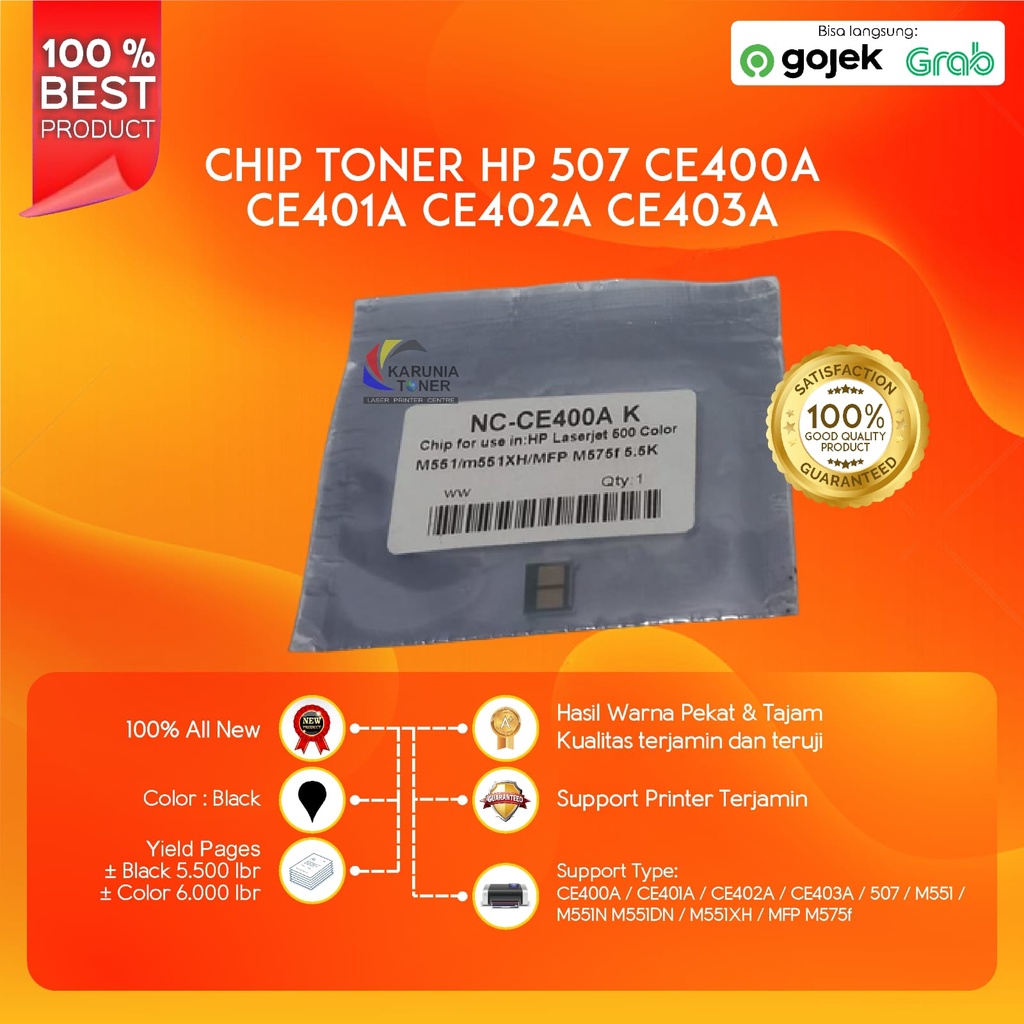 Chip Toner CE400A LASERJET 500 M551 M570 M575 507A BLACK