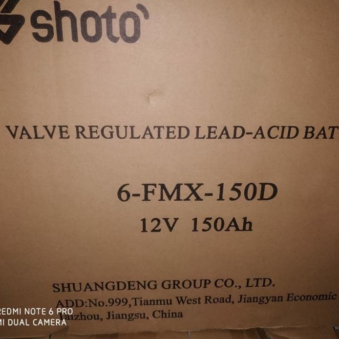 Aki Battery Vrla Shoto 6-Fmx150D 150Ah Baru Solar Panel Plts Termurah